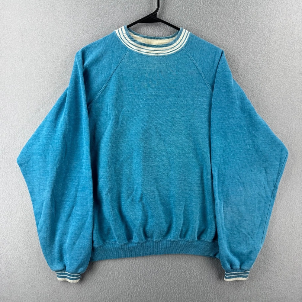Vintage 70s 80s Sweatshirt Mens XL 24x24 Cropped Boxy Fit Raglan Crewneck